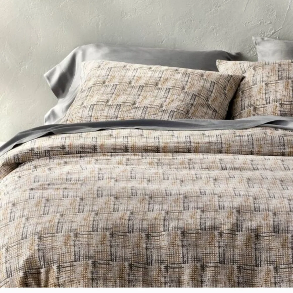 Casaluna Heavyweight Linen Blend Duvet Cover and Sham Set Linen grid New